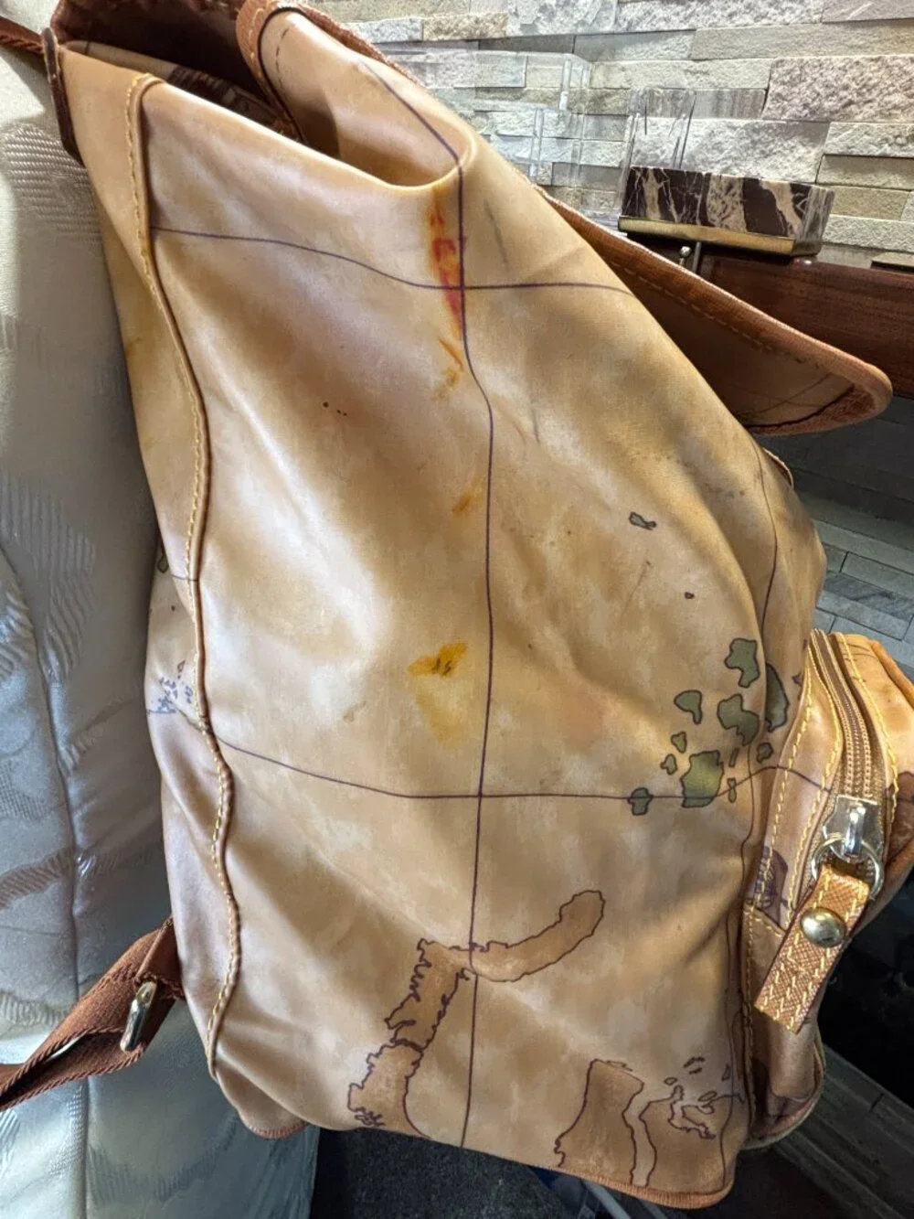 Alviero Martini 1a Classe Geo Soft Map Backpack Double Pocket - Good Condition